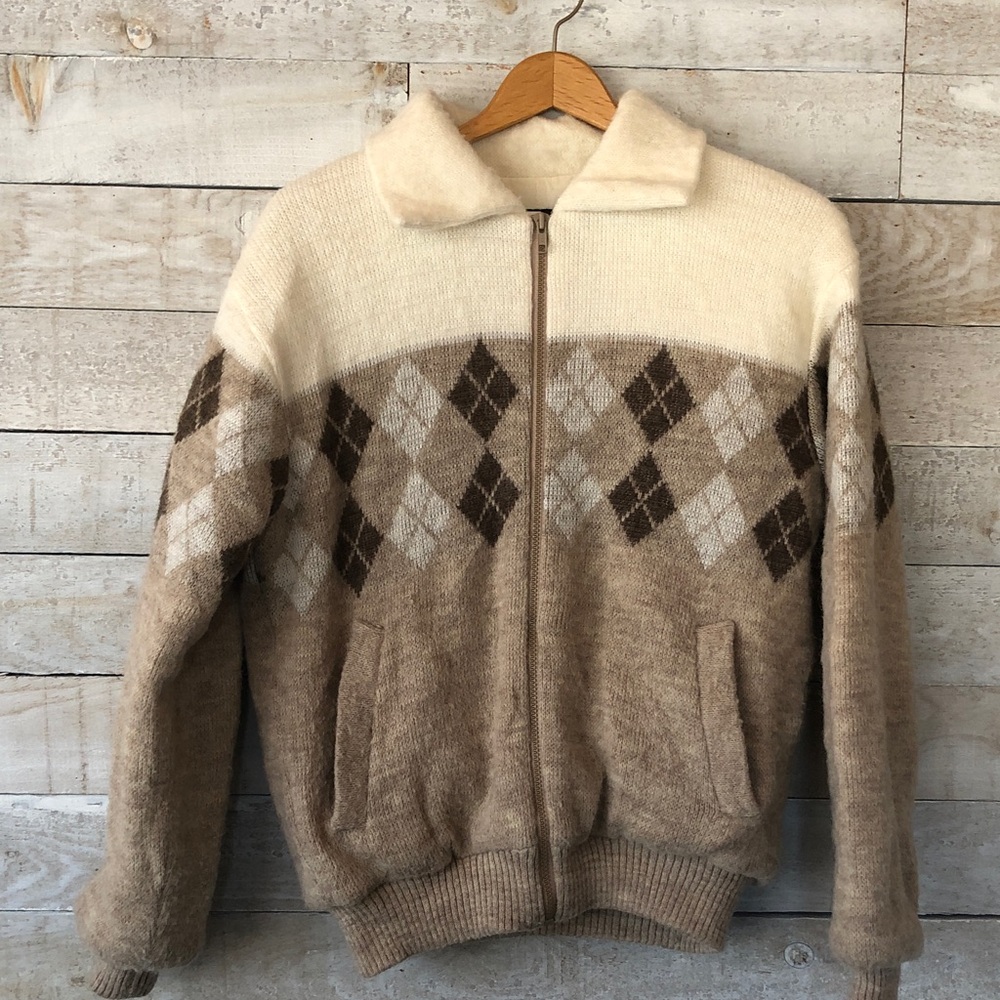 Vintage Simpson Sears Argyle patterned wool blend lined jacket